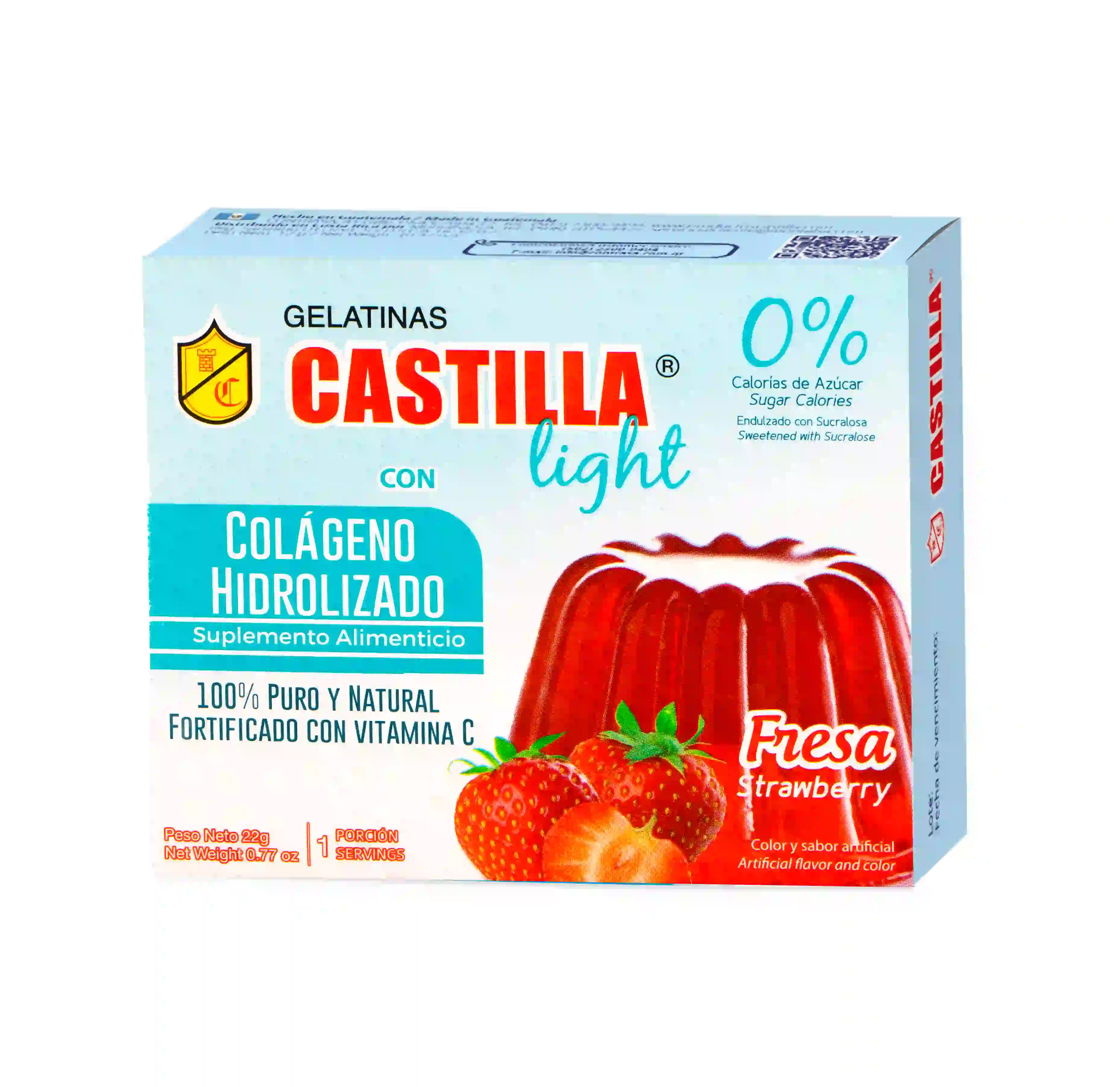 Gelatina Castilla Light Fresa Colágeno Hidrolizado 22g