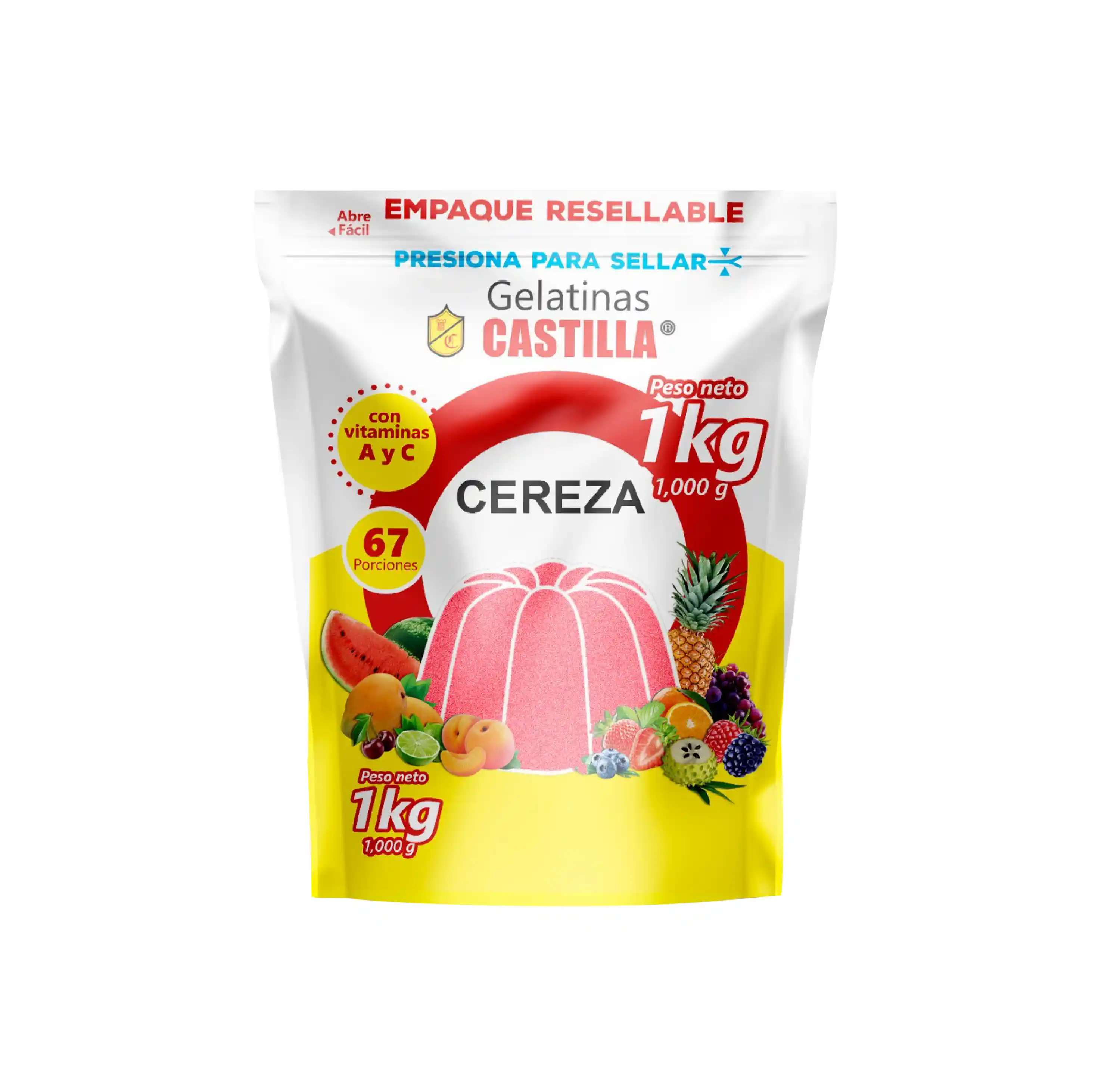 Gelatina Castilla Regular Cereza 1000g