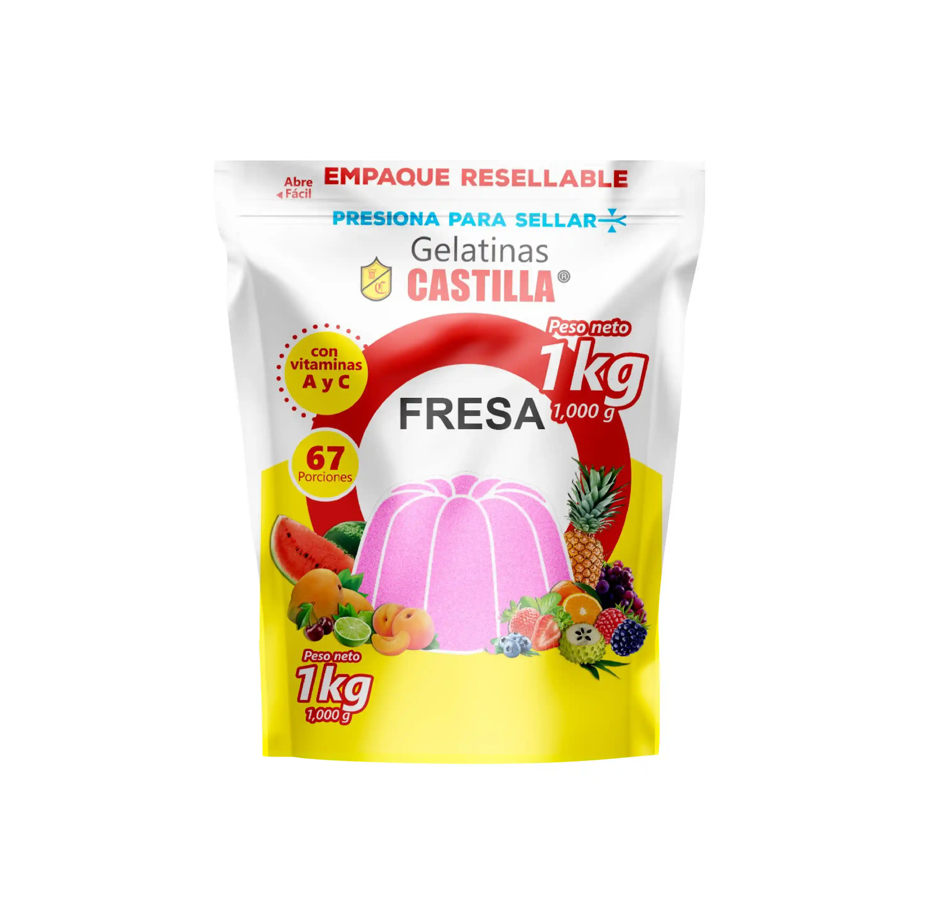 Gelatina Castilla Regular Fresa 1000g