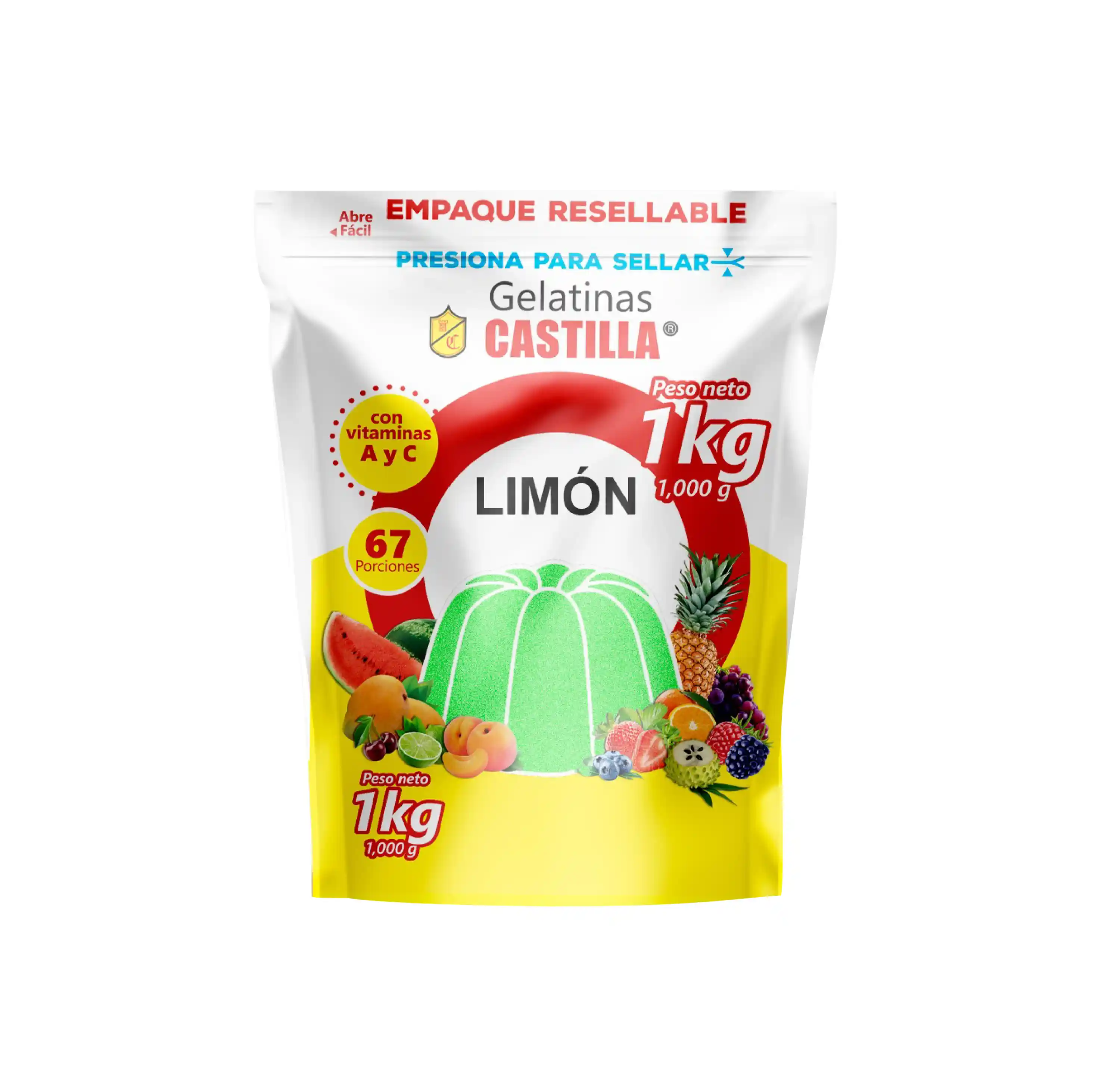 Gelatina Castilla Regular Limon 1000g